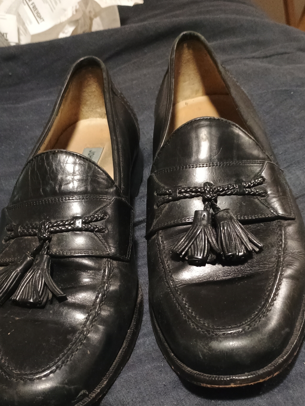 Johnston & Murphy Black Leather Tassel Loafers (220) Sold As Is. 10.5 M
